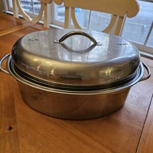 Stainless Steel Oval Roasting Ban with Wire Basket and Lid with Handles Cookware